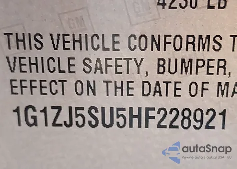 2017 Chevrolet Malibu 2Lt z USA, uszkodzony, nr VIN 1G1ZJ5SU5HF228921